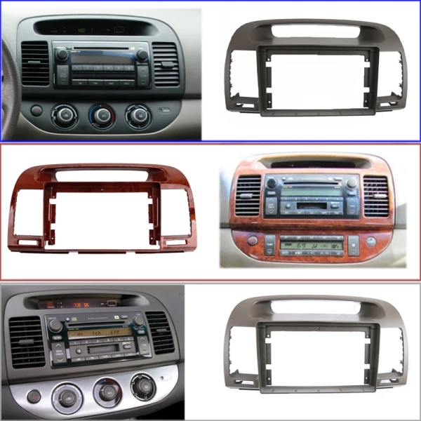 9 tums bilradio instrumentbräda fascia för Toyota Camry 5 2002-2006 Auto Stereo Panel Montering Dubbel Din CD DVD Ram+Sele Gray frame kit and cable