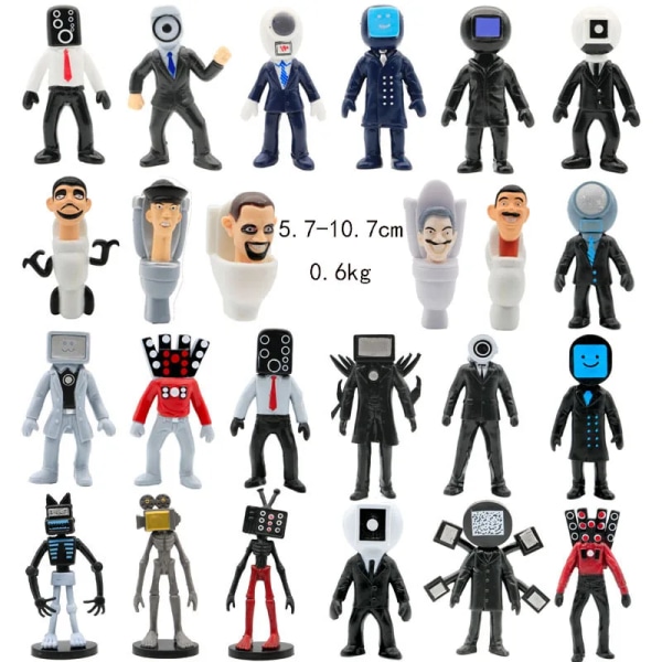 24Pack/12Pack/ Set Slumpmässig Skibidi Toalettfigur Med Kortleksak Spel Toalett Man VS Monitor Man Action Figur PVC Modell Dockor Present