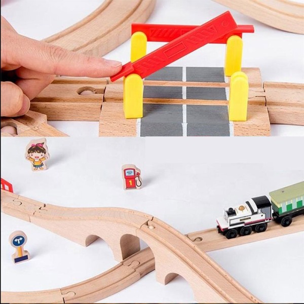 Urban träbro tunnel, järnväg passage trafik, bil leksak scen, kombinerad tåg järnväg, trä tillbehör, bok, färgad, DIY No.0265