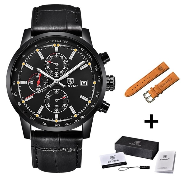 Mode Chronograph Sport Herrklockor Toppmärke Lyx Quartz Watch Reloj Hombre 2016 Klocka Man timme relogio Masculino L full Black strap