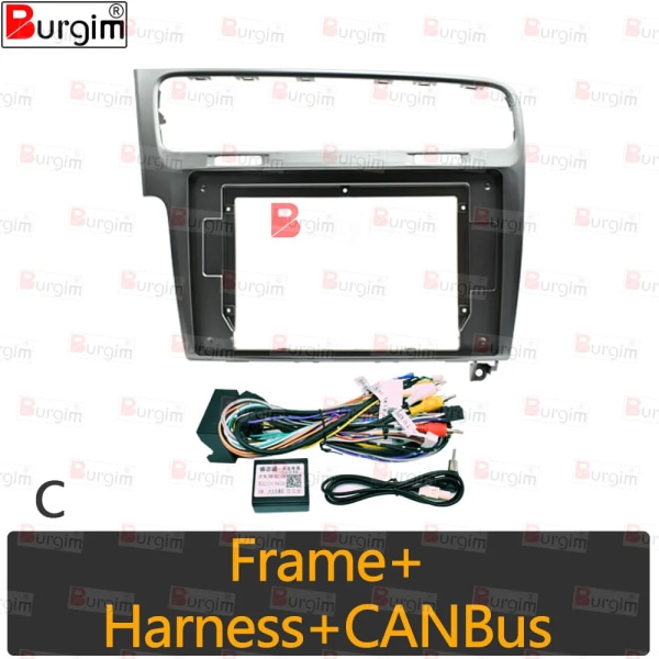 Bilstereoramar Fascia Ram för Volkswagen VW Golf 7 MK7 2013-2020 10 tums Stereo Panel Kabelstam Ström Kabel Canbus Avkodare frame cable canbus-C