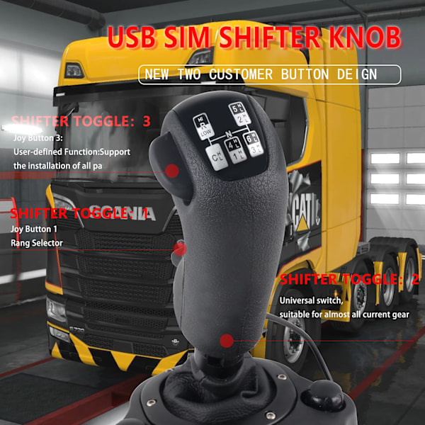 USB-växelspaksknopp för Logitech G923 G29 G27 G25 TH8A för ETS2&ATS Scania Truck High Low Gear Simulator Shifter-simulatorer for Scania Truck