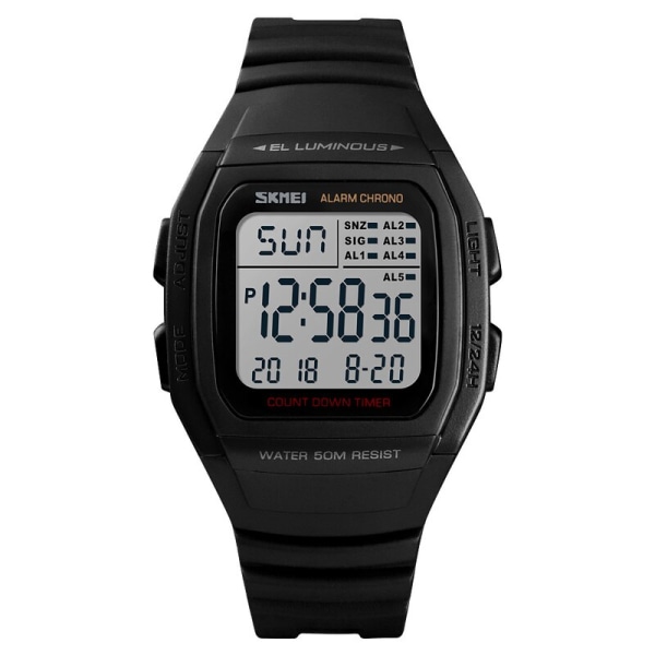 SKMEI Mode Herr Klockor Vattentät Sport Digital LED Alarm Chrono Elektronisk Klocka Man Student Armbandsur Relogio Masculino Black