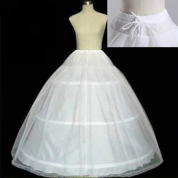 Högkvalitativ vit 3-bågar underkjol Crinoline Underkjol för bröllopsdräkt Brudklänning i lager One Size