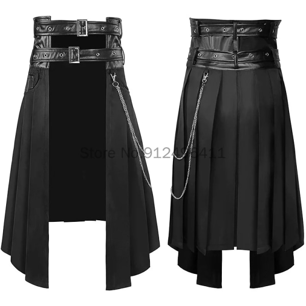 Medeltida gotisk halvkjol för män Jacquard Steampunk Snygg Kilt Öppen framsida Harujuku Burlesk fransar Traditionella kjolar 1 M