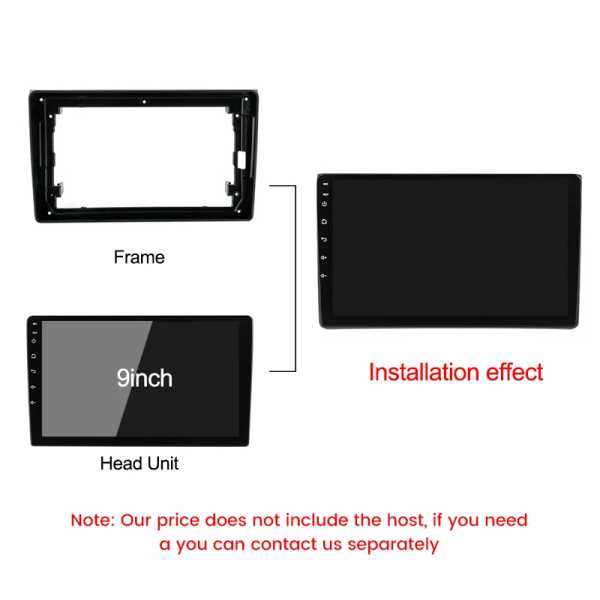 9 tums bilradio fascia ram adapter CD-panel instrumentbräda ram för Audi A4 B6 B7 S4 B7 B6 RS4 B7 Frame