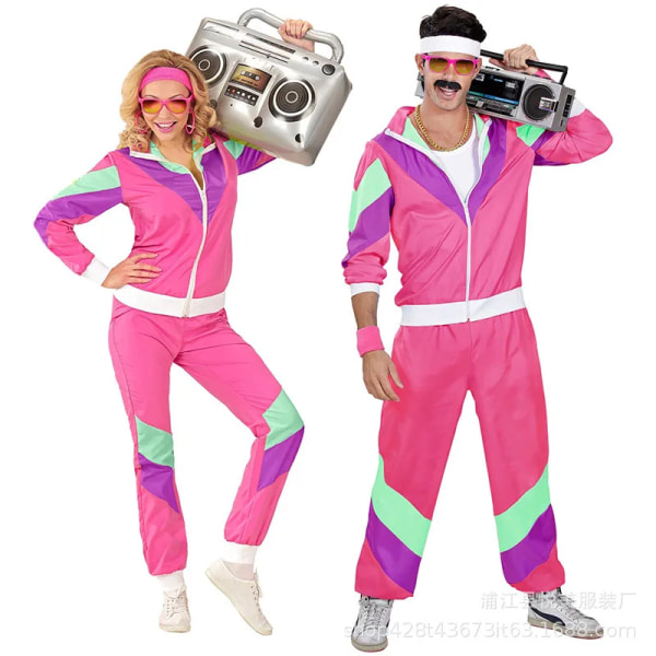 Par Hippie Disco Cosplay Kostymer Kvinnor Karneval Halloween Party Vintage 70-80-talet Retro Kläder Kostym Rock Hippies Cosplay Outfits only clothe A S