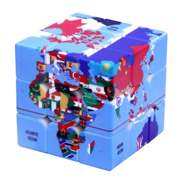 Magic Cube 3x3x3 / 4x4x4 Speed ​​Puzzle Toys 6 år gammal världskarta Nationell flagga Cubo Magico Pedagogiska leksaker för barn Vuxen 3x3x3