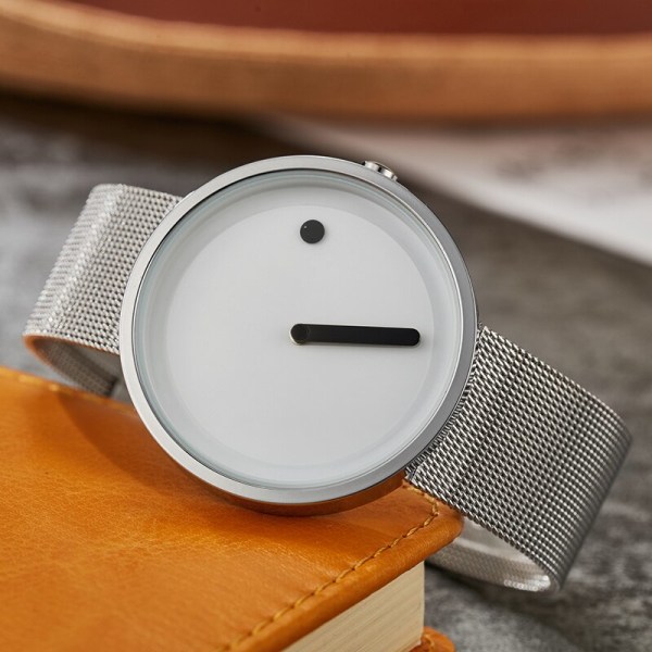 Minimalistisk unisex för män Kvinnor Par Enkel Stil Watch Dial Quartz Armbandsur Man Kvinna Unik pekklocka 10