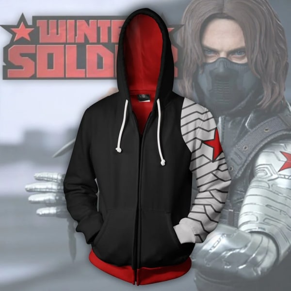 Superhjälte Bucky Barnes Cosplay Kostymer 3d- printed hoodies Falcon Sam Wilson Sweatshirts Jackor Hip Hop Streetwear Dragkedja Toppar B M