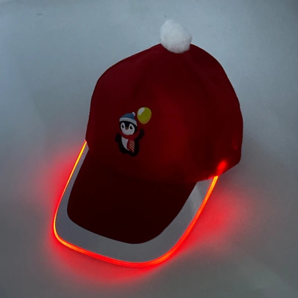 2023 Merry Christmas Party Tillbehör Dekor Snöflinga Ren Santa Claus Baseball Hat Glödande LED Röd Cool cap Christmas cap 03