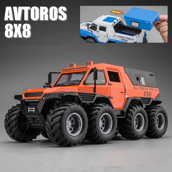 Modell av pansarbil med barnlegering, gjuten metallleksak, terrängfordon, polis, present, 1:24, 8*8 Red