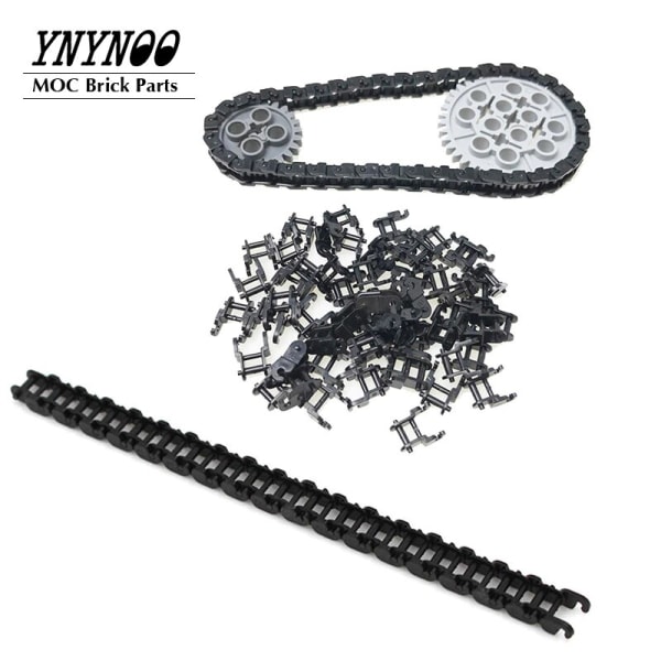 200 st High-Tech Delar Bulk Kedjelänkar Växlar Tank Spår Band Byggstenar Tegelstenar Kompatibla 3711 Lastbil Armband DIY Leksaker Black Chain 200Pcs