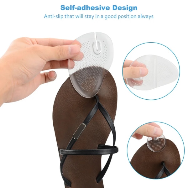 Halvsula i silikon för flip flop-sandaler Framfotsanti-halkkuddar Tåseparatorinsatser Massagefotsula Osynliga kuddar One Set