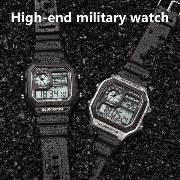2021 nya militära digitala klockor män Sport Lysande kronograf Vattentäta elektroniska armbandsklockor för män Relogio Masculino 90T-black-men