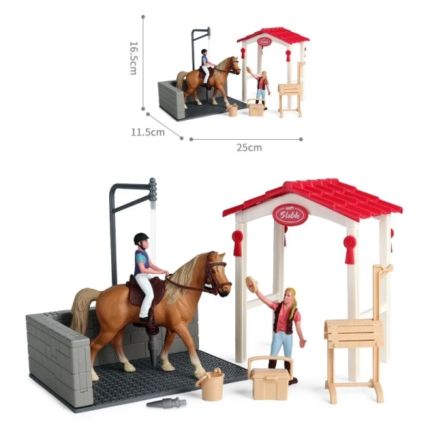 Simulering Farm Stallhus Modell Actionfigurer Ryttare Tjurfäktning Häst Lekset Djurfigur Barn Pedagogisk leksak