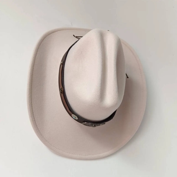 Ljuslila cowboyhatt för män Western cowboyhatt Gammal kopparcowletikett krullad brätte konkav konvex hatt topp Etnisk sombrero Type 69