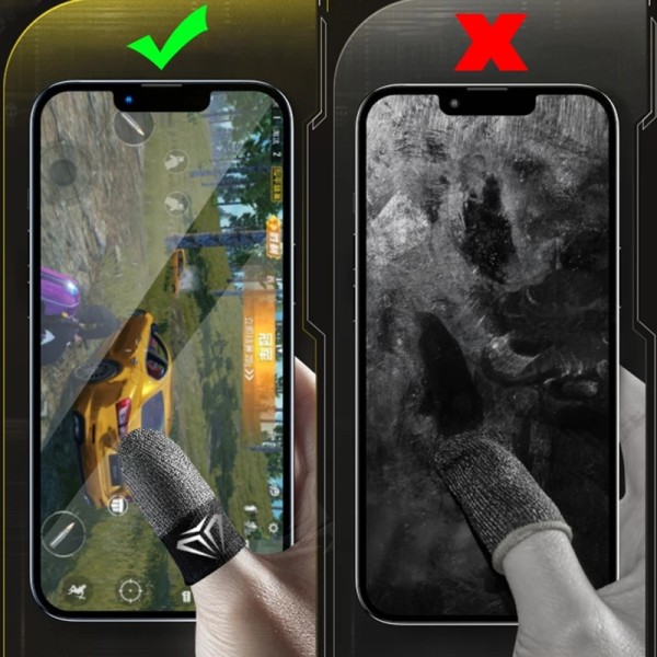 2 st Mobile Game Fingertop Handskar Svettsäkra Anti-halk Touch Screen Finger Sleeve Andas Gaming Fingertop Cover För Gamer 3374-B