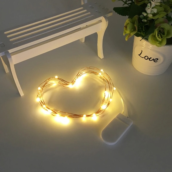 Luces Led Koppartråd Fairy Lights Batteridrivna LED String Lights Party Bröllop-Varm vit Warm white 1M