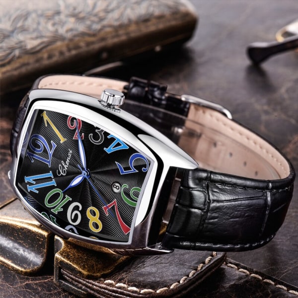 Nya Herrklockor Toppmärke Lyx Manklockor Date Business Läderarmband Quartz Armbandsur Watch Present 8217 Black Silver Black