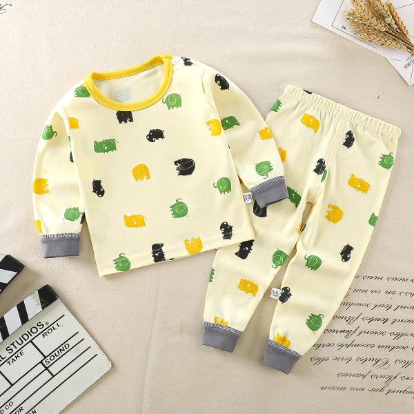 Barn Barn Kläder Set Pojkar Flickor Kostym Pyjamas Kläder Byxor Tecknad Höst Vinter Sovkläder Outfits Type 1 12M