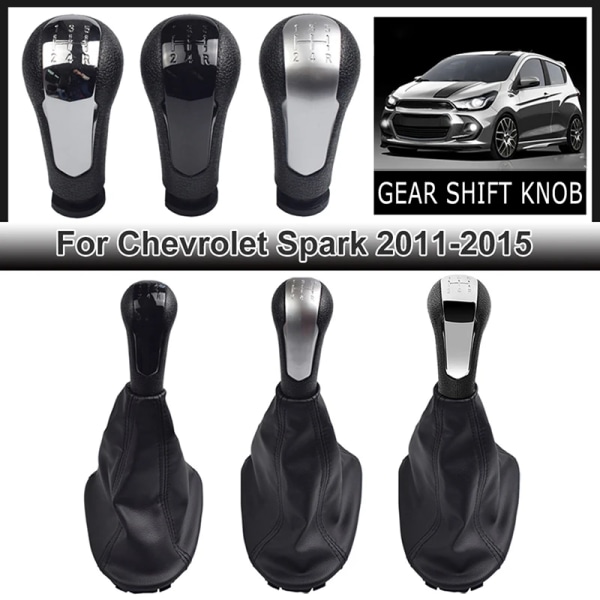 5-växlad manuell växelspaksknopp växelspak nivå damask bagageutrymme passform för Chevrolet Holden Barina Spark (M300) 2011 2012-2015 Black-with boot