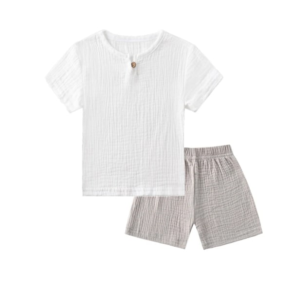 Sommar Barnkläder Set Linne Sportkläder För Baby Girl Pojke Kläder Set T-shirts+shorts 2 delar Barn 1-6 år Kläder TZ2317-white Gray 2-3T(100)