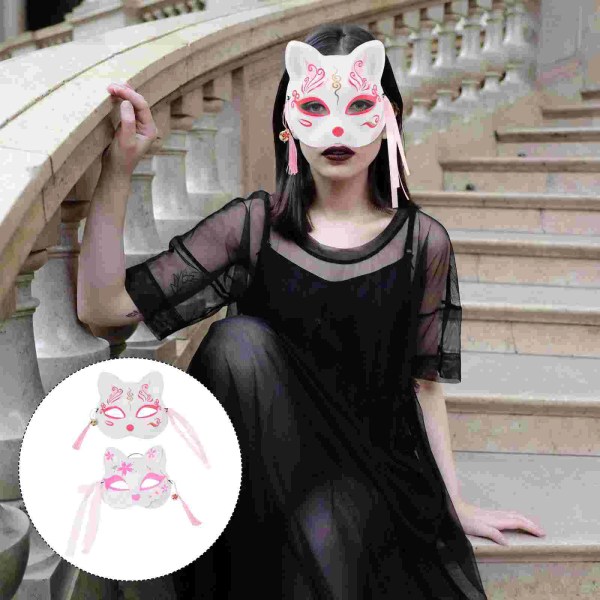 2 st Cosplay Mask Cat Festival Dekoration Japansk Anime Kostym Kimono Plast Therian Assorted Color