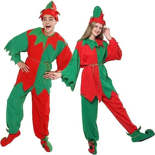 Jul Cosplay Kostymer Söt Grön Tomte Clown Set Nyårsfest Performance Dräkt Barn Vuxen Familj Förälder-barn Kläder D 110