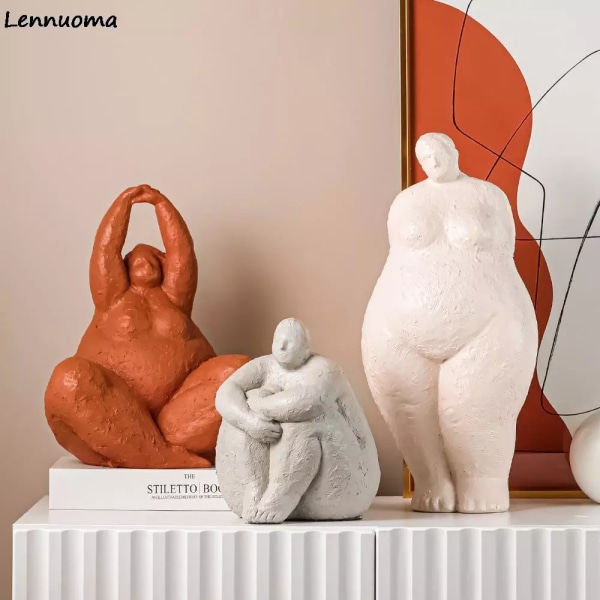 Lennuoma Skulpturer Grosses Femmes Abstrakt Fat Lady Figuriner Vintage Kvinna Staty Harts Hantverk Presenter Heminredning Figurer