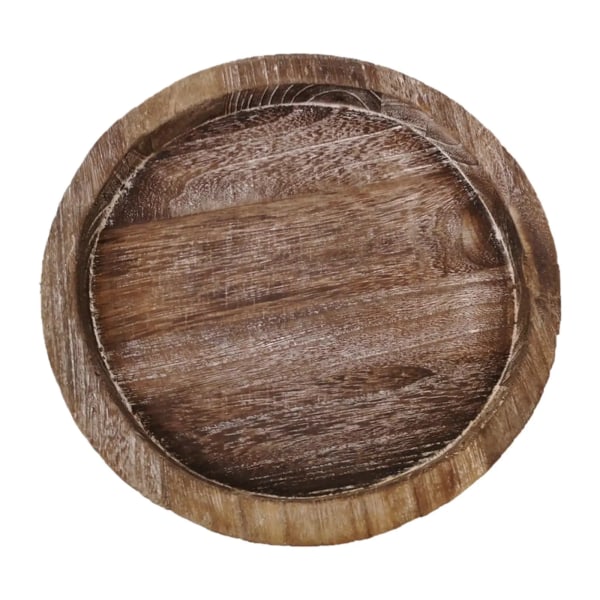 Rund naturlig träbricka Träbricka Te Matservering Diskar Vatten Dryckesfat Bambu Displaybricka för te Bröd Frukt Small