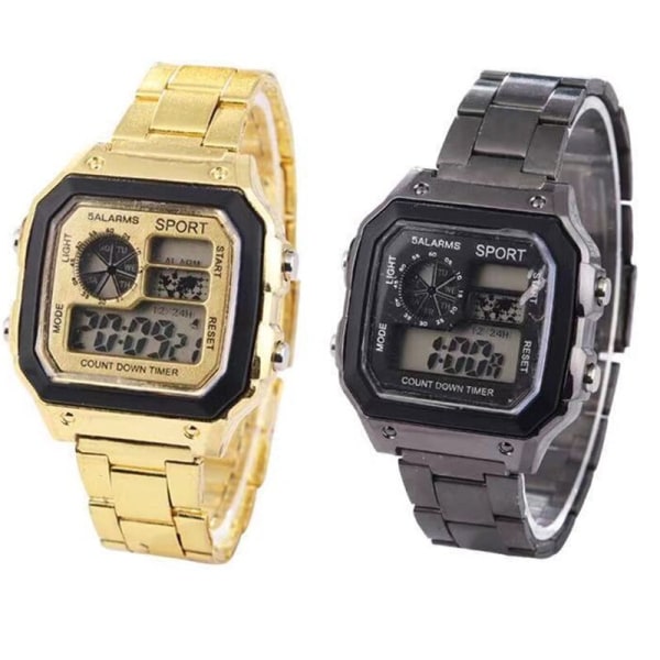 Lyxiga digitala herrklockor för kvinnor i rostfritt stål Sport Militära armbandsur Business Elektronisk manlig klocka Reloj Hombre D Men Watch
