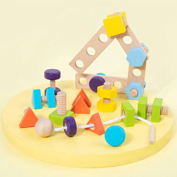Pedagogiska leksaker Skruv Mutter Montering Form Matchande Montering Utveckling Baby Upplysningsspel Colorful