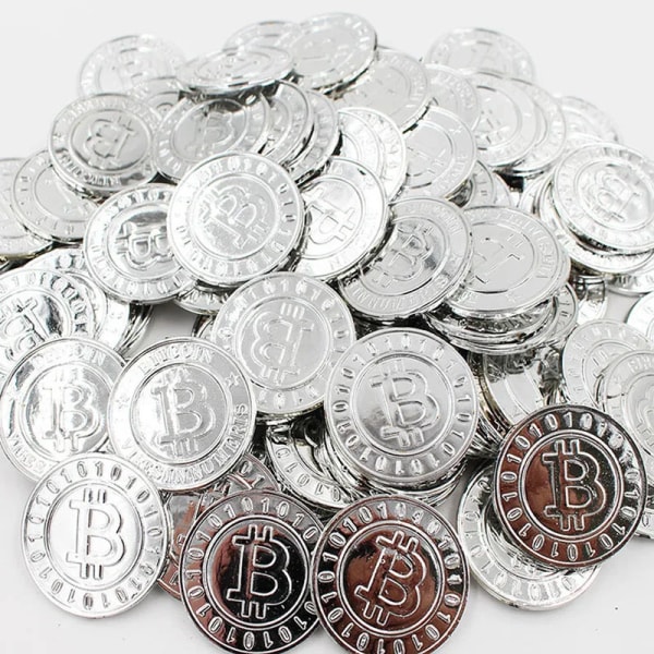 50 st Plast Bitcoin Guldskattmynt Kapten Piratfest Piratskattkista Barnskattkista Myntleksak Lekpengar Lucky coin 50pcs A