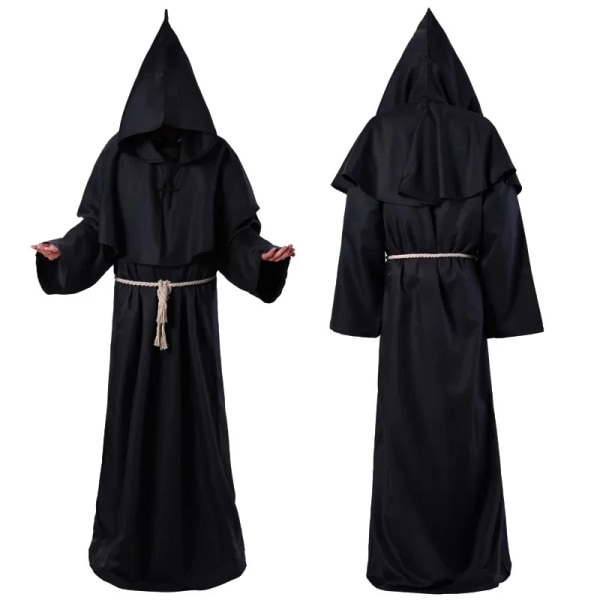 Unisex Halloween dräkt Huva Kappa Kostym Plast Läkare Cosplay Munk Kostym Vuxen Rollspel Dekoration Kläder Black L