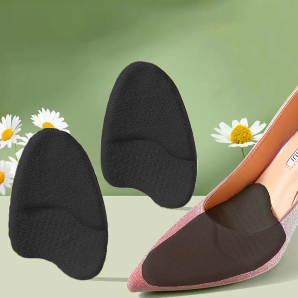 Silikon Framfotsinsats Fotkuddar för skor Dam Högklackat Sandaler Half Gel Innersulor för skor Anti-halk rund tåkudde Black