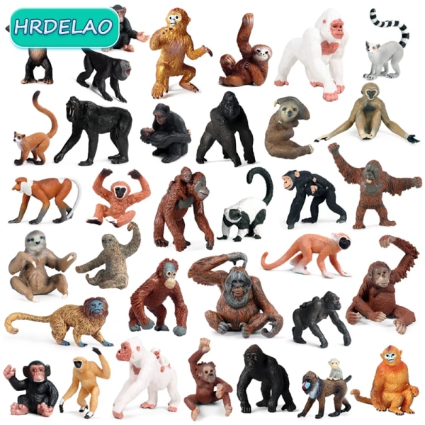 Realistisk Skog Vilda djur Zoo Orangutang Apa Unge sengångare Actionfigurer Modell Figurer Samling leksaker för barn Barngåva