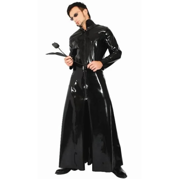 Film The Matrix Trinity Cosplay Unisex Wetlook Läder Lång kappa med dragkedja Slim Fit Långärmad glänsande latexkostym black M(height 170-175cm)
