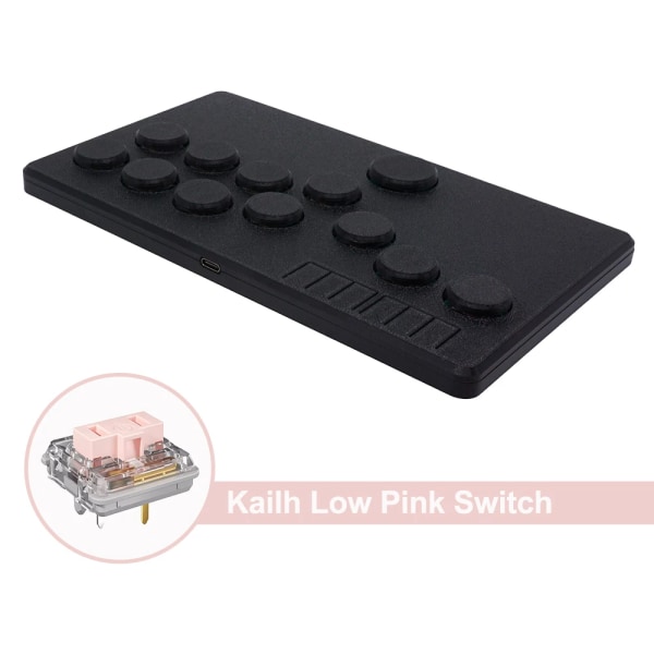 Mini Hitbox-knappar Flatbox Arcade Fight Stick Kailh Switch Arcade Game Controller Pico GP2040-CE För PC/PS3/PS4/Swi black-pk switch With Red caps