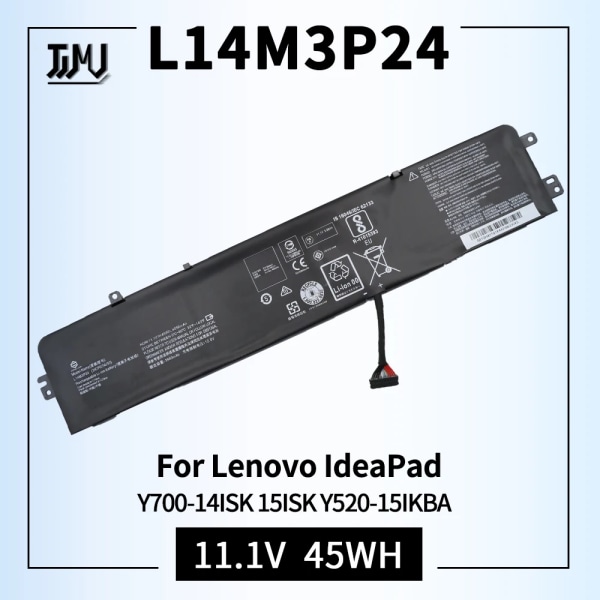 Laptopbatteri L14M3P24 5B10H41181 Ersättning för Lenovo IdeaPad Y700-14ISK 700-15ISK 700-17ISK Y520-15IKBA Y520-15IKBM Y520-15IKBN L14M3P24 11.1V 45Wh