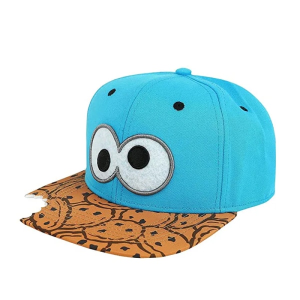 FEI M Mode Difuzed Cap Tecknad Big Eyes Cookie Bite Blue Snapback Hat