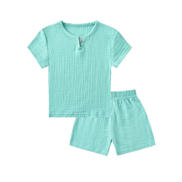 Sommar Barnkläder Set Linne Sportkläder För Baby Girl Pojke Kläder Set T-shirts+shorts 2 delar Barn 1-6 år Kläder TZ2317LakeWaterGreen 2-3T(100)