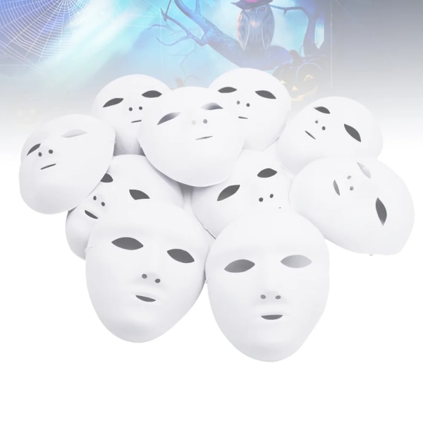 12 st Halloween-masker Vit Fest Full Face Cosplay Självgjorda tomma masker Män Kvinnor White