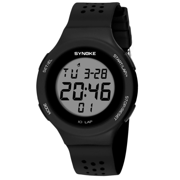 SYNOKE Watch 30M Vattentät Militär LED-skärm Multifunktionell väckarklocka Digitala klockor Herr reloj hombre Black Watch
