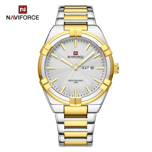 NAVIFORCE Fashion Design Original Quartz klockor för män Lyxigt vattentät rostfritt stål Casual Armbandsur GW