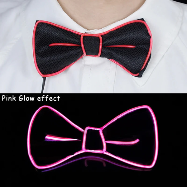 Led Light Up Fluga Neon Slips Maskerad Party Lysande fluga Glow In The pink