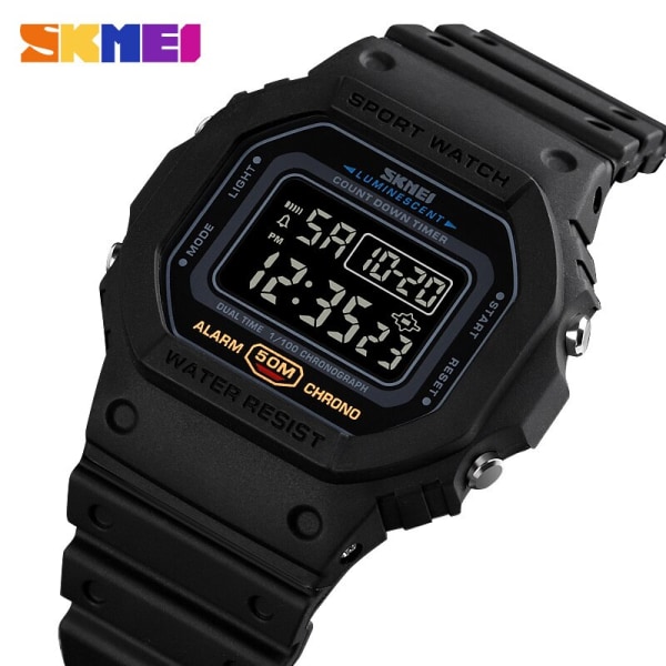SKMEI Multifunktionell Digital Watch Herr 2 Time Count Down Herrarmbandsur Mode Retro Manklockor reloj hombre 1628 Black