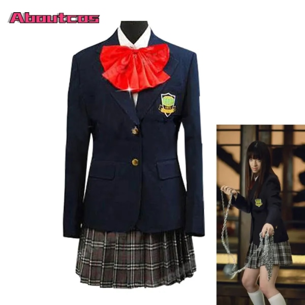 Aboutcos Kill Bill Gogo Yubari Japansk skolflicka Cosplay Halloween kostymer Halloween film JK Uniform för kvinnor Kostym Blue Set XL