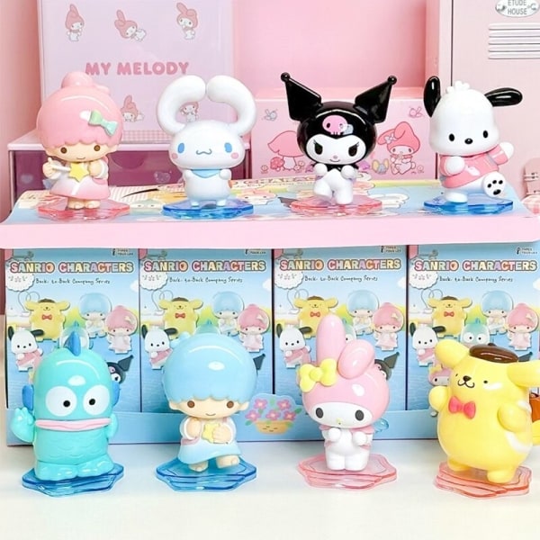 Sanrio Anime Figur Cinnamoroll Pompom Purin Mymelody Kuromi Hellokitty Backward Friend 3.0 Actionmodell Figurer Docka Barnleksak B open to confirm