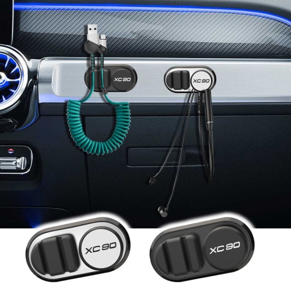 Bilförvaringskrok, Volvo förvaringsorganisatör XC90 USB-kabel Nyckelhjälm, nyckelhängare, bilfästklämma, biltillbehör black 2pcs